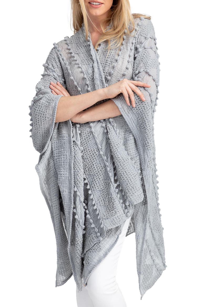 Sheer Pompom Duster, Main, color, GREY