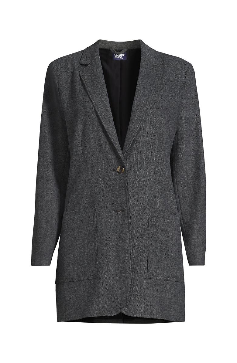 Lands' End Brushed Flannel Longline Blazer, Alternate, color, 