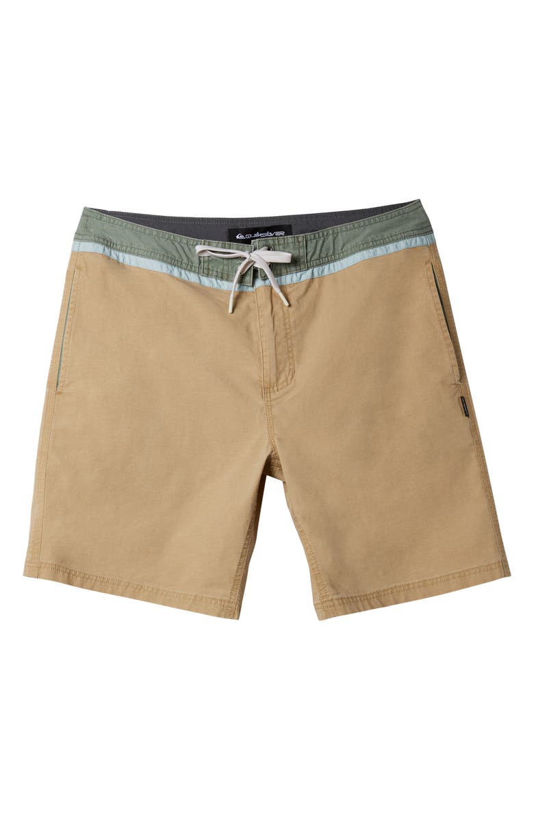 Quiksilver Street Trunk Stretch Cotton Shorts, Alternate, color, Khaki