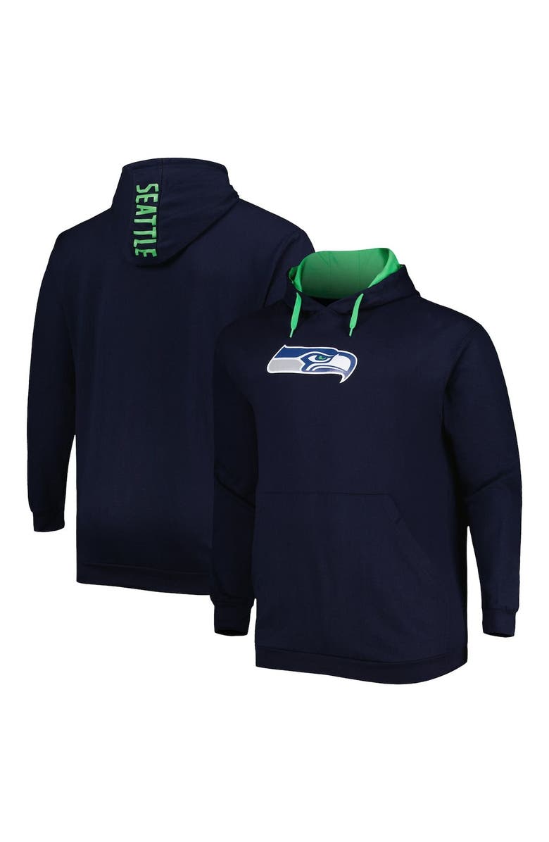 PROFILE Men's College Navy Seattle Seahawks Big & Tall Logo Pullover Hoodie, Alternate, color, 