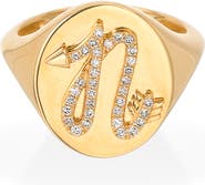 Adina Reyter Pavé Diamond Initial Signet Ring