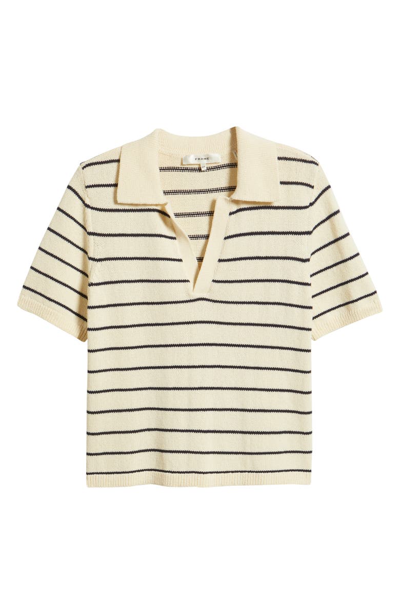 FRAME The Stripe Polo Top, Alternate, color, Cream Multi