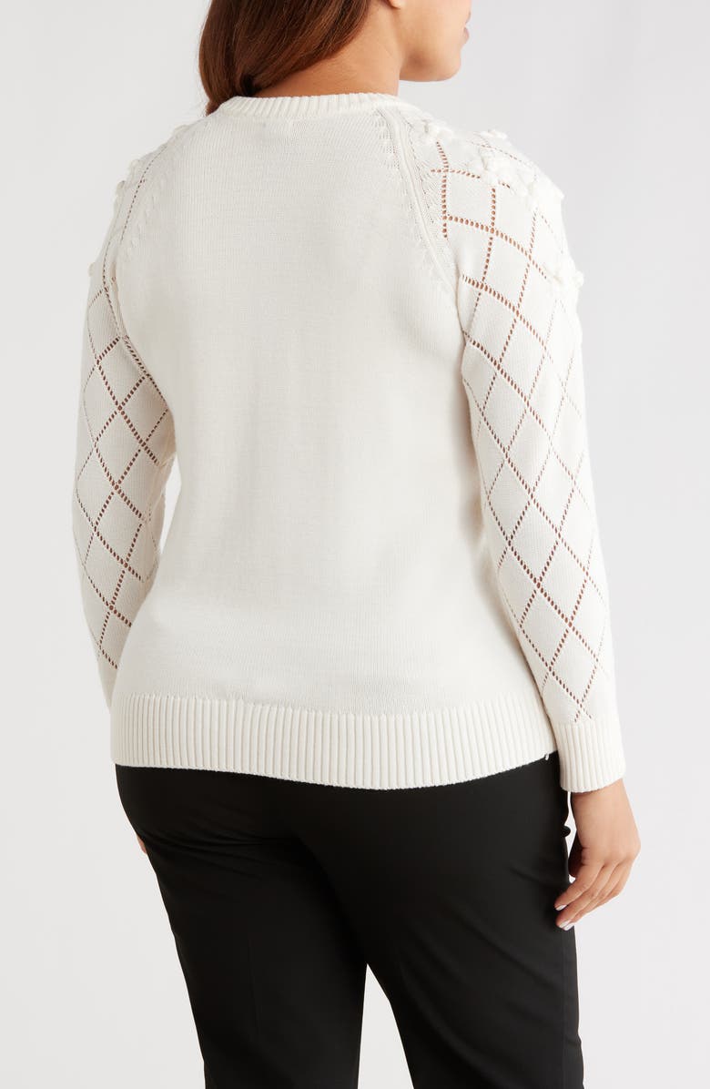 Anne Klein Floral Embellished Crewneck Sweater, Alternate, color,