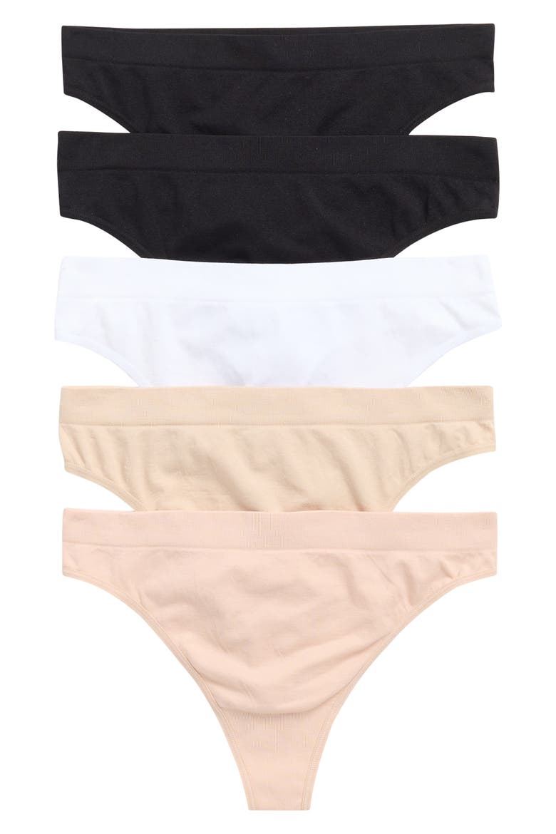 5-Pack Everyday Seamless Thongs, Main, color, PINK HERO MULTI