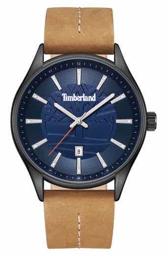 Classic Three Hand Leather Strap Watch, 42.5mm