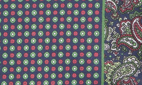 Clifton Wilson Paisley Silk Pocket Square In Green