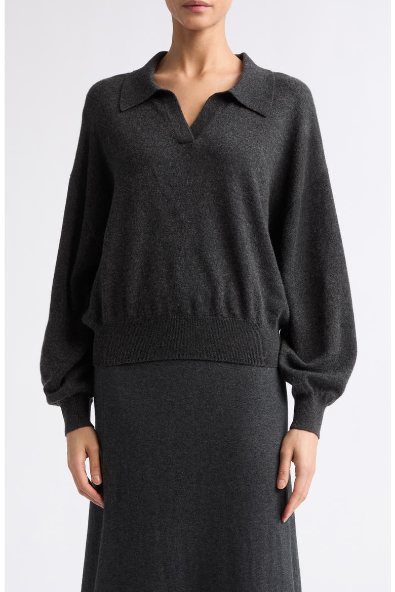 Katriel Cashmere Polo Sweater, Main, color, CHARCOAL