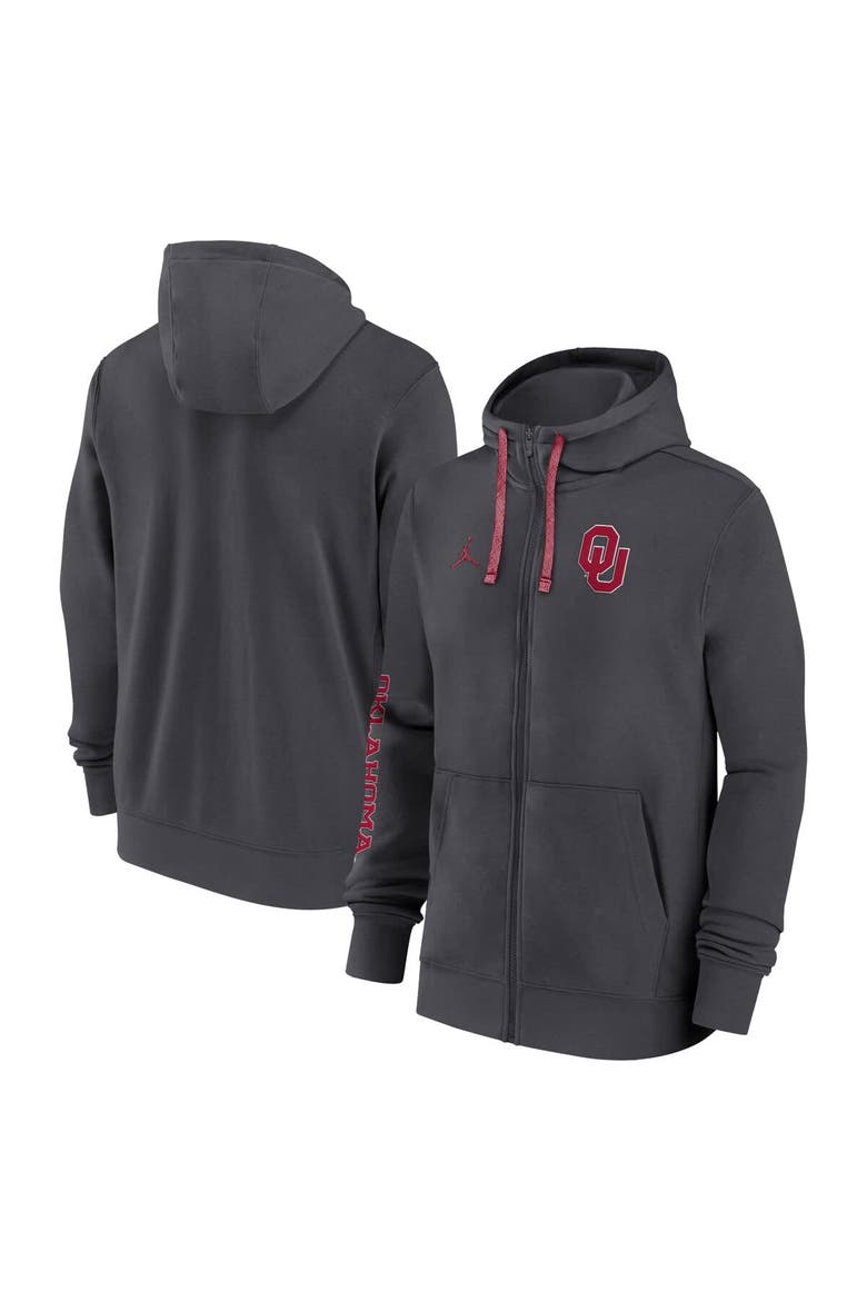 Men's Jordan Brand Anthracite Oklahoma Sooners 2024 Sideline Full-Zip Hoodie, Alternate, color, Anthracite