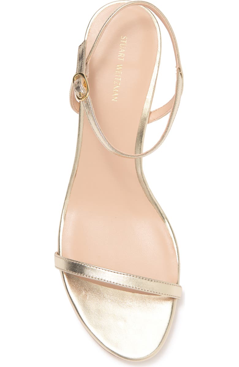 Stuart Weitzman Dancer Metallic Leather Stiletto Sandal, Alternate, color, Platino