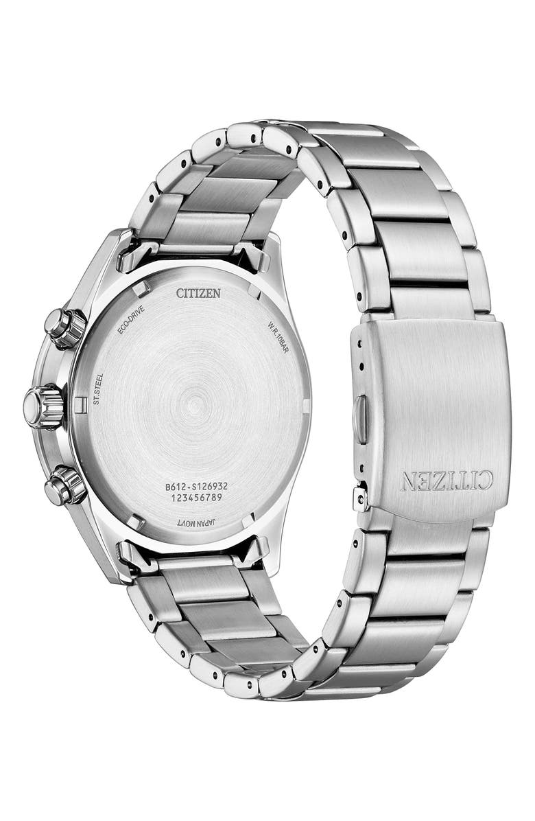 Citizen Eco Drive Chronograph Stainless Steel Bracelet Watch, 43mm, Alternate, color,