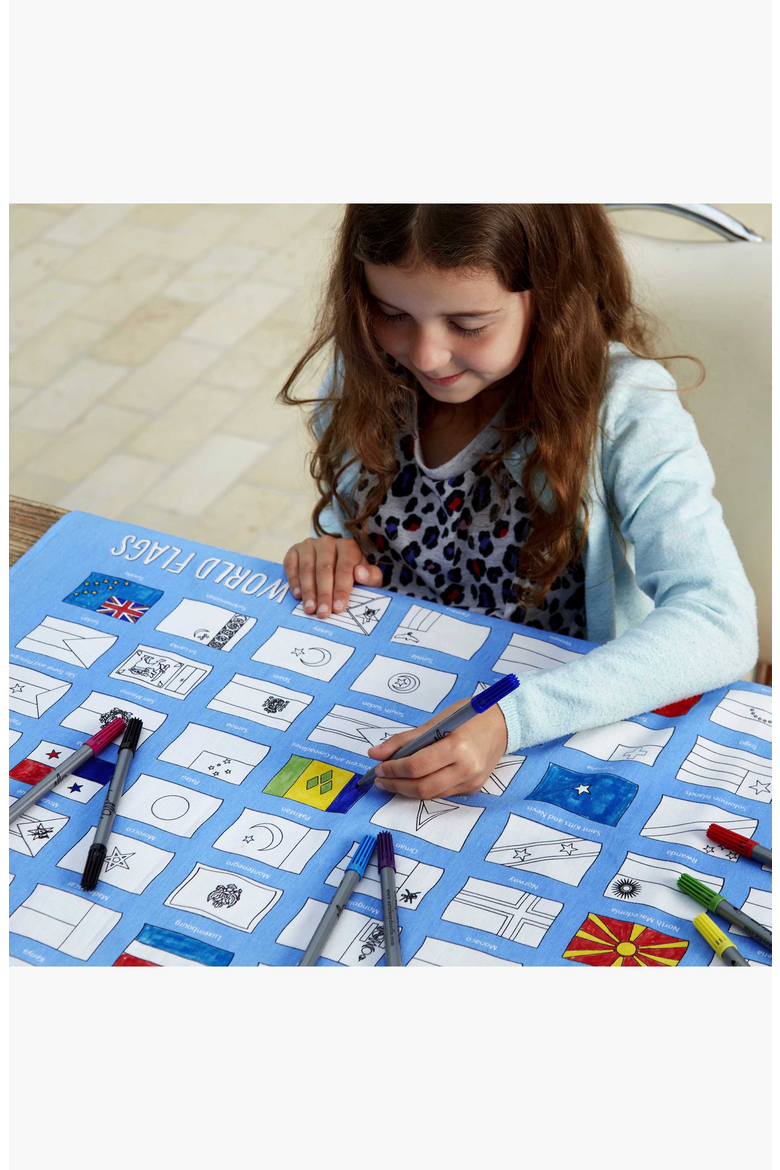 World Flags Tablecloth, Alternate, color, Light Blue
