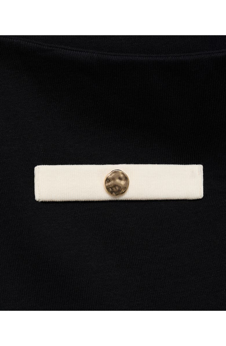 MANGO Contrast Knit Miniskirt, Alternate, color, Black