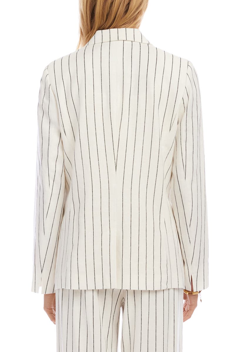 Karen Kane Stripe Linen Blend Blazer, Alternate, color, Cream