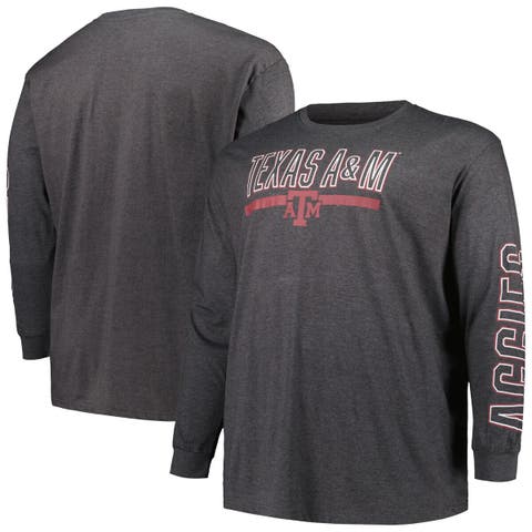 Men
s Profile Heather Charcoal Texas A&M Aggies Big 
Tall Two-Hit Graphic Long Sleeve T-Shirt