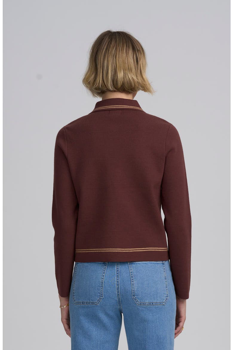 Fine Gauge Western Cardigan, Alternate, color, RUSSET/IVORY