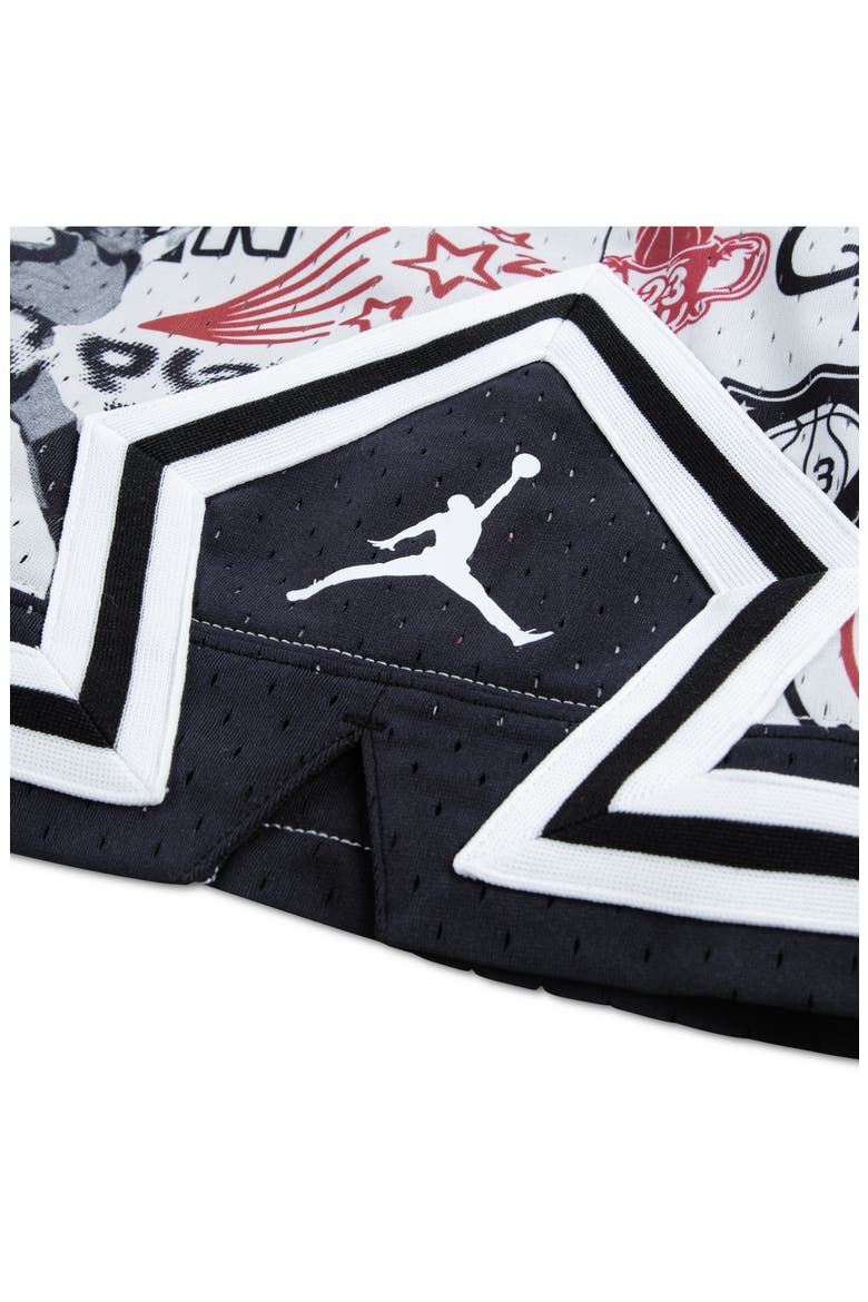 Kids' Print Dri-FIT Mesh Basketball Shorts, Alternate, color, NEUTRAL GREY