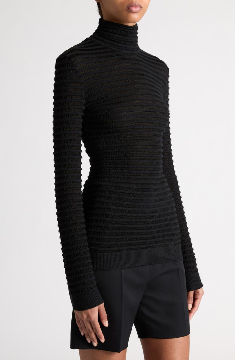 Valentino Garavani Rib Turtleneck Sweater, Alternate, color, Nero