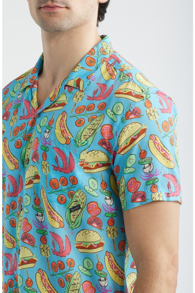 Barbecue Print Camp Shirt, Alternate, color, BLUE