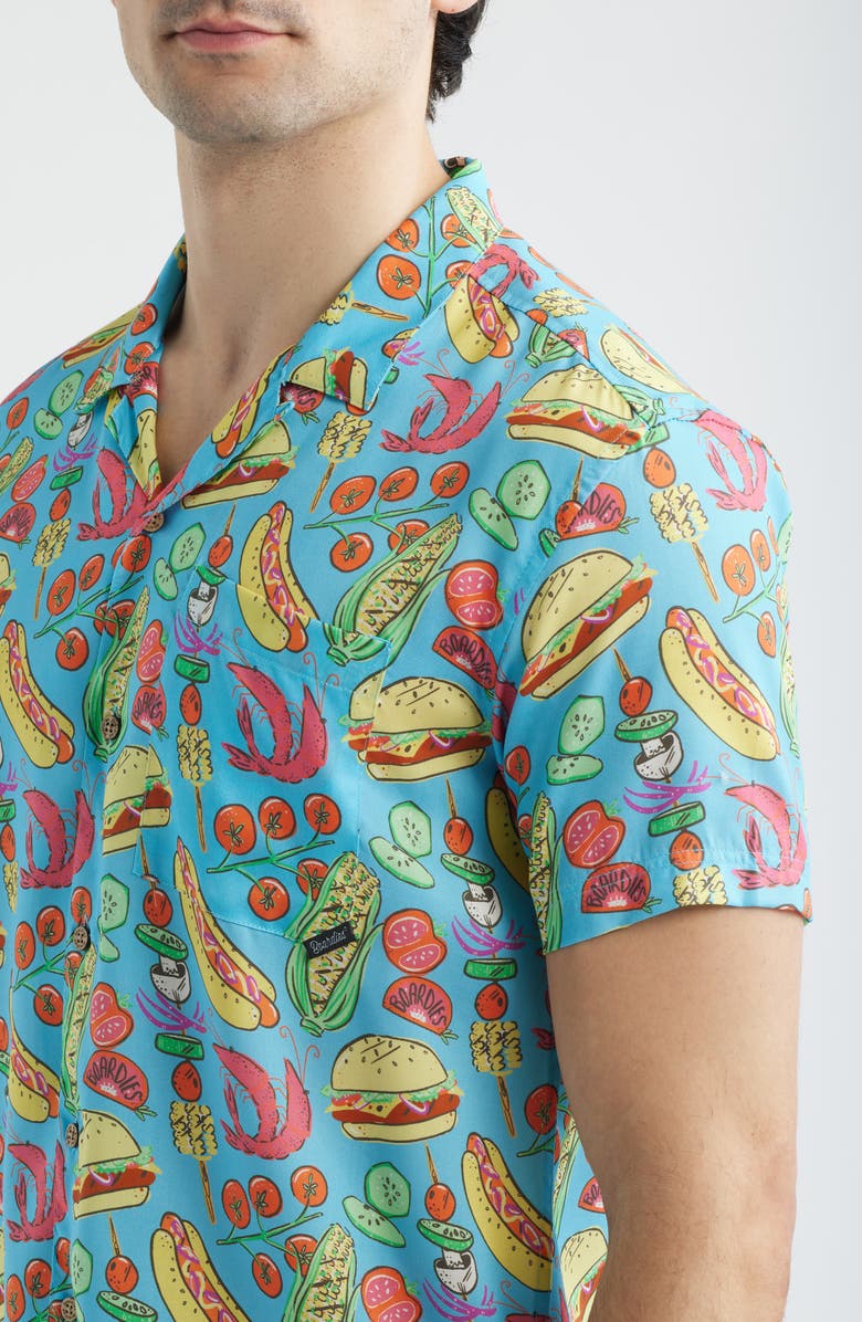 Boardies Barbecue Print Camp Shirt, Alternate, color, Blue
