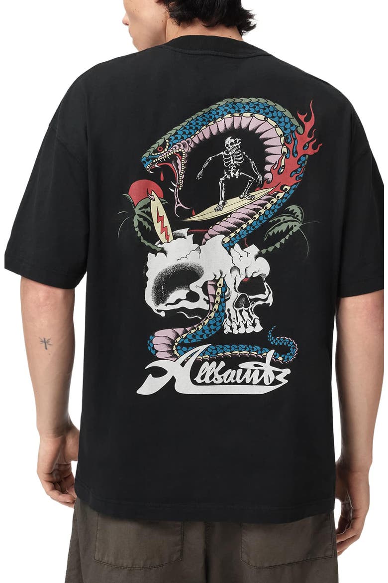 Snakepit Crewneck Graphic T-shirt, Alternate, color, WASHED BLACK