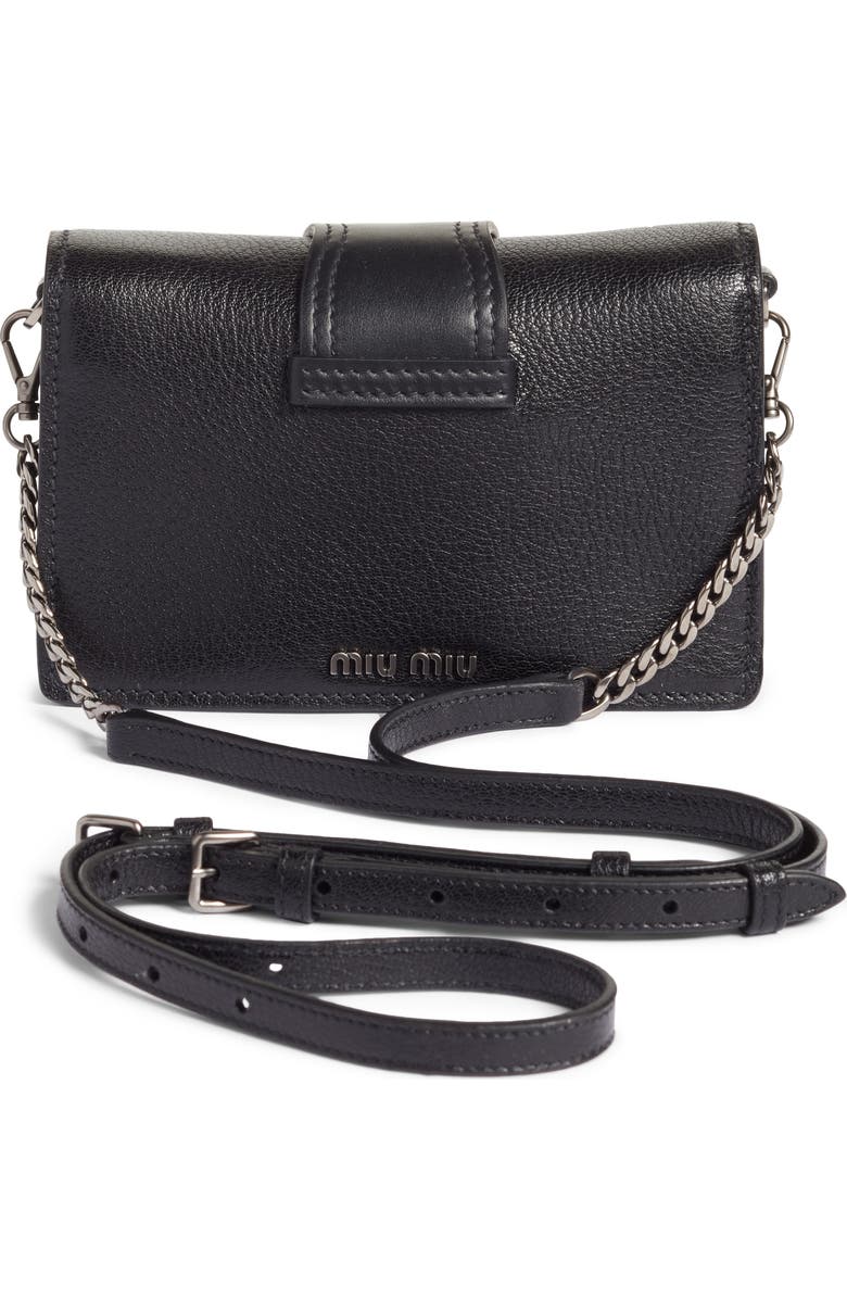 Miu Miu Lady Madras Crystal Embellished Leather Crossbody Bag, Alternate, color,