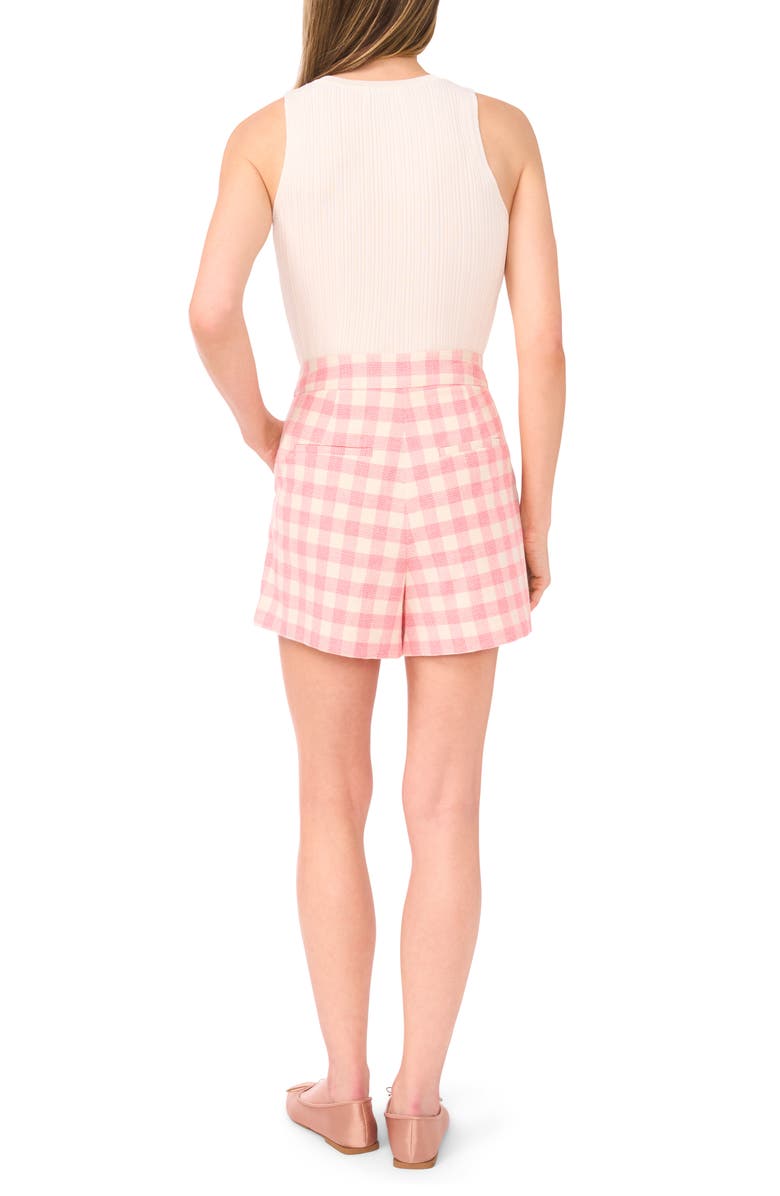 Ted Baker Hana Plaid Cotton Blend Shorts, Alternate, color, Camellia Rose