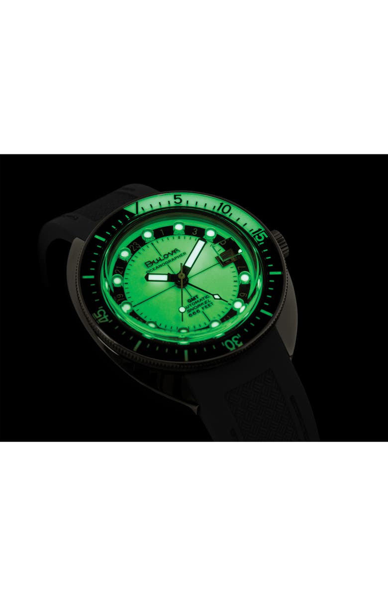 BULOVA Oceanographer Automatic Silicone Strap Watch, 41mm, Alternate, color, Gray