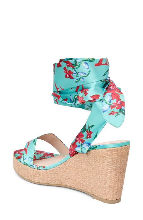 Jack Rogers Deirdre Ankle Wrap Wedge Sandal In Aquamarine Multi