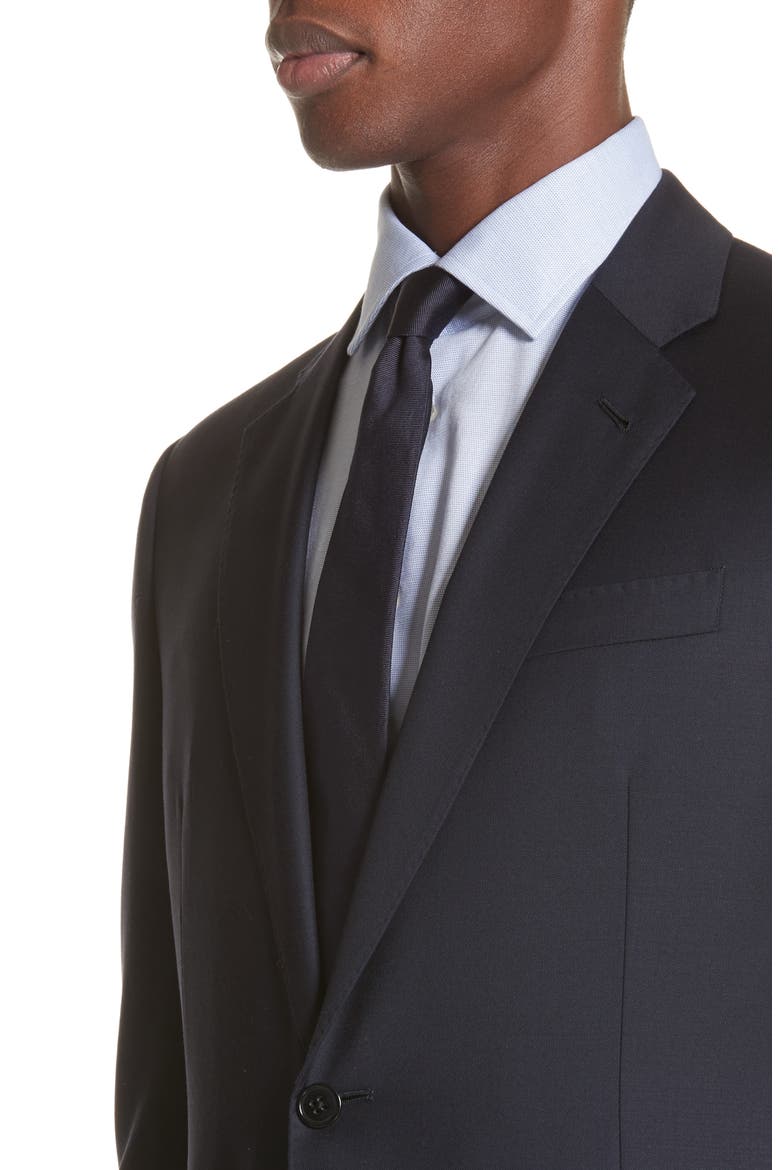 Trim Fit Solid Wool Suit, Alternate, color, SOLID BLUE NAVY