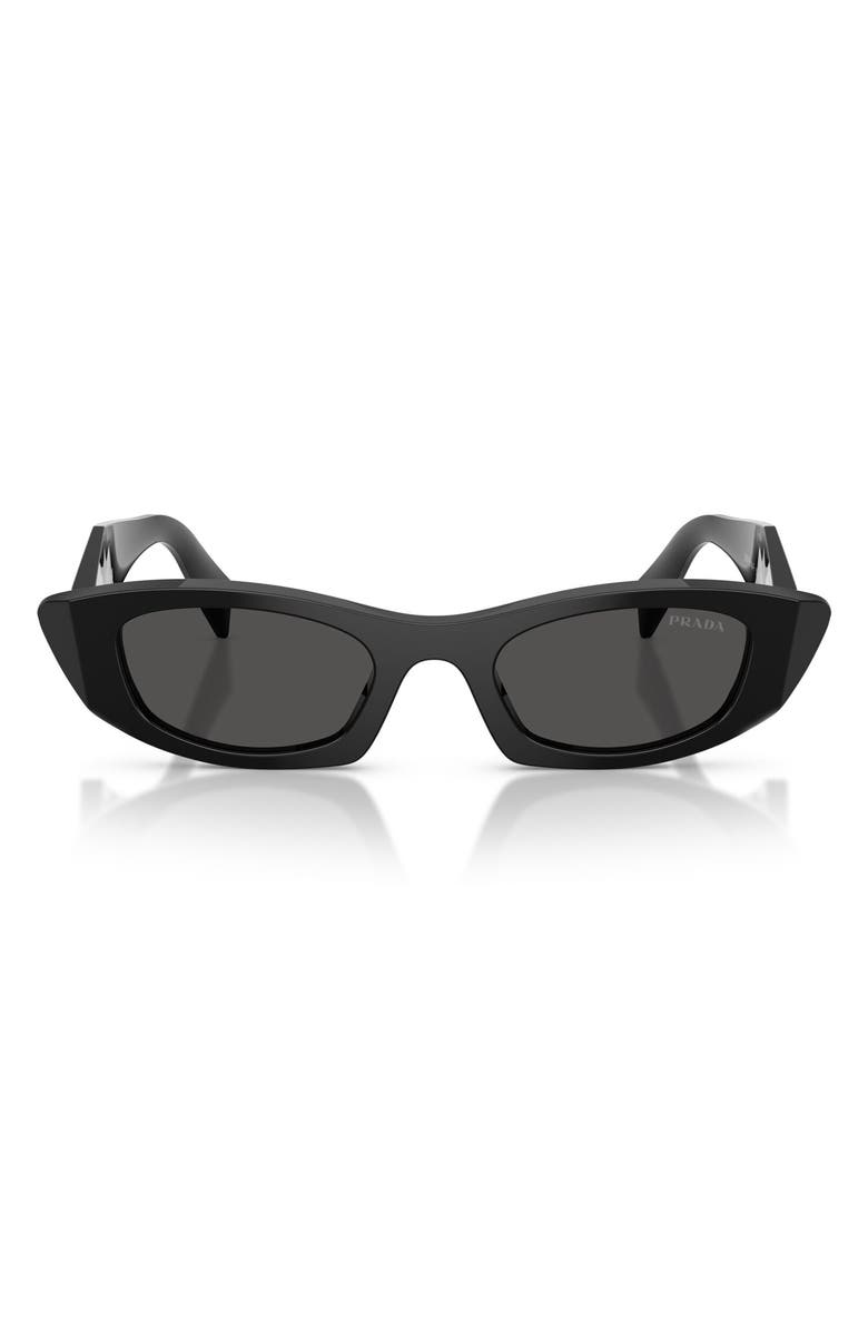 Prada 52mm Oval Sunglasses, Main, color, Black / Dark Grey