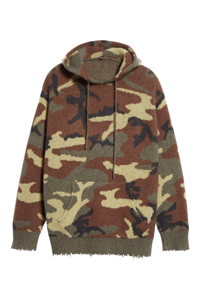 Camo Cashmere Hoodie Sweater, Alternate, color, CAMO