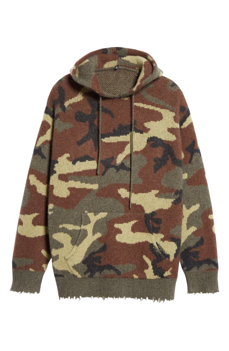 R13 Camo Cashmere Hoodie Sweater, Alternate, color, 