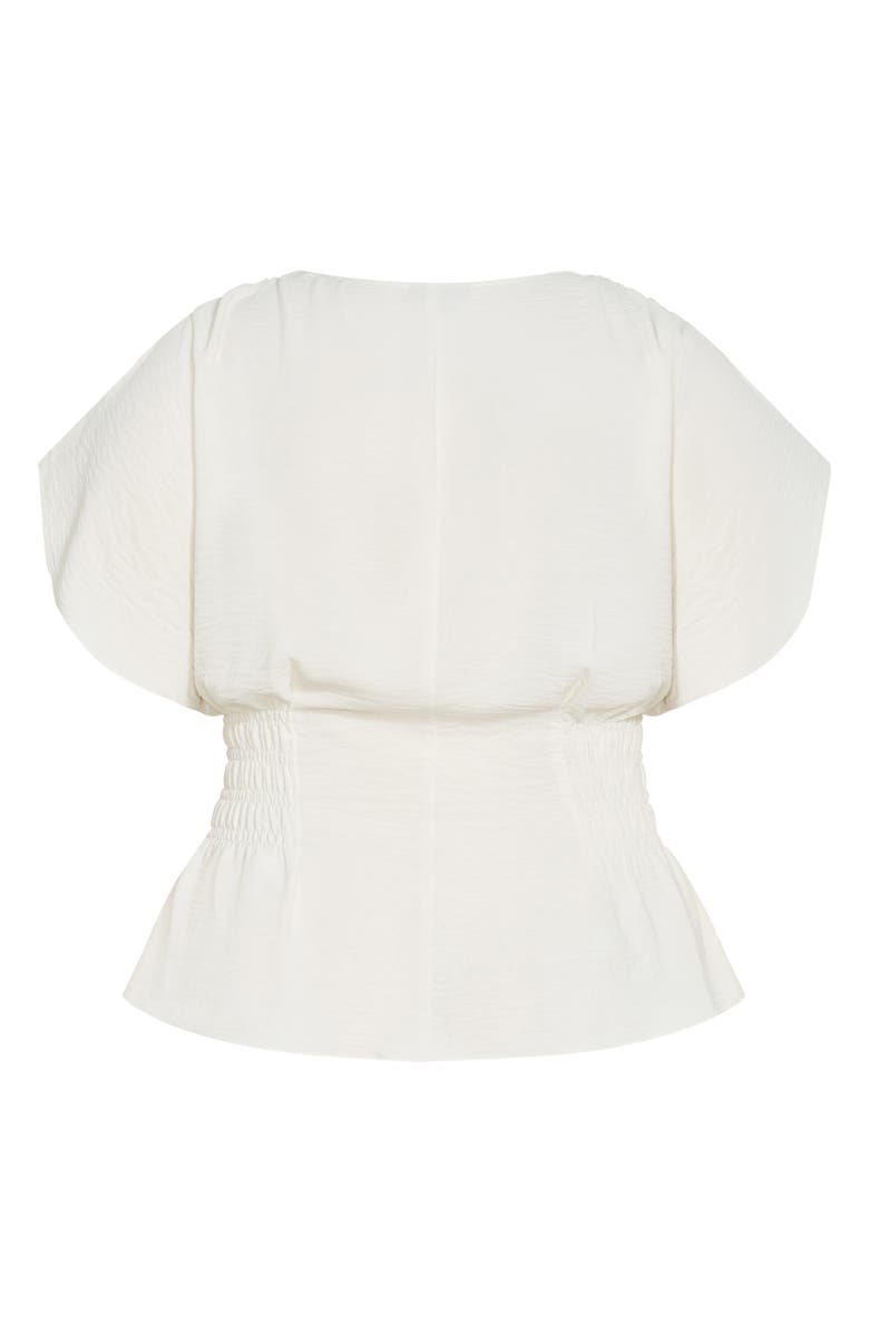 City Chic Cara Peplum Satin Top, Alternate, color, Ivory