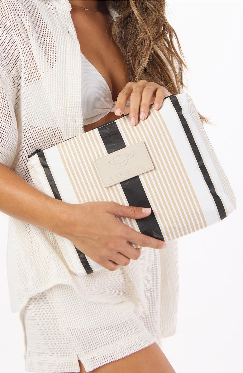 Aloha Collection Mid Lineup Water Resistant Tyvek<sup>®</sup> Zip Pouch, Alternate, color, Latte