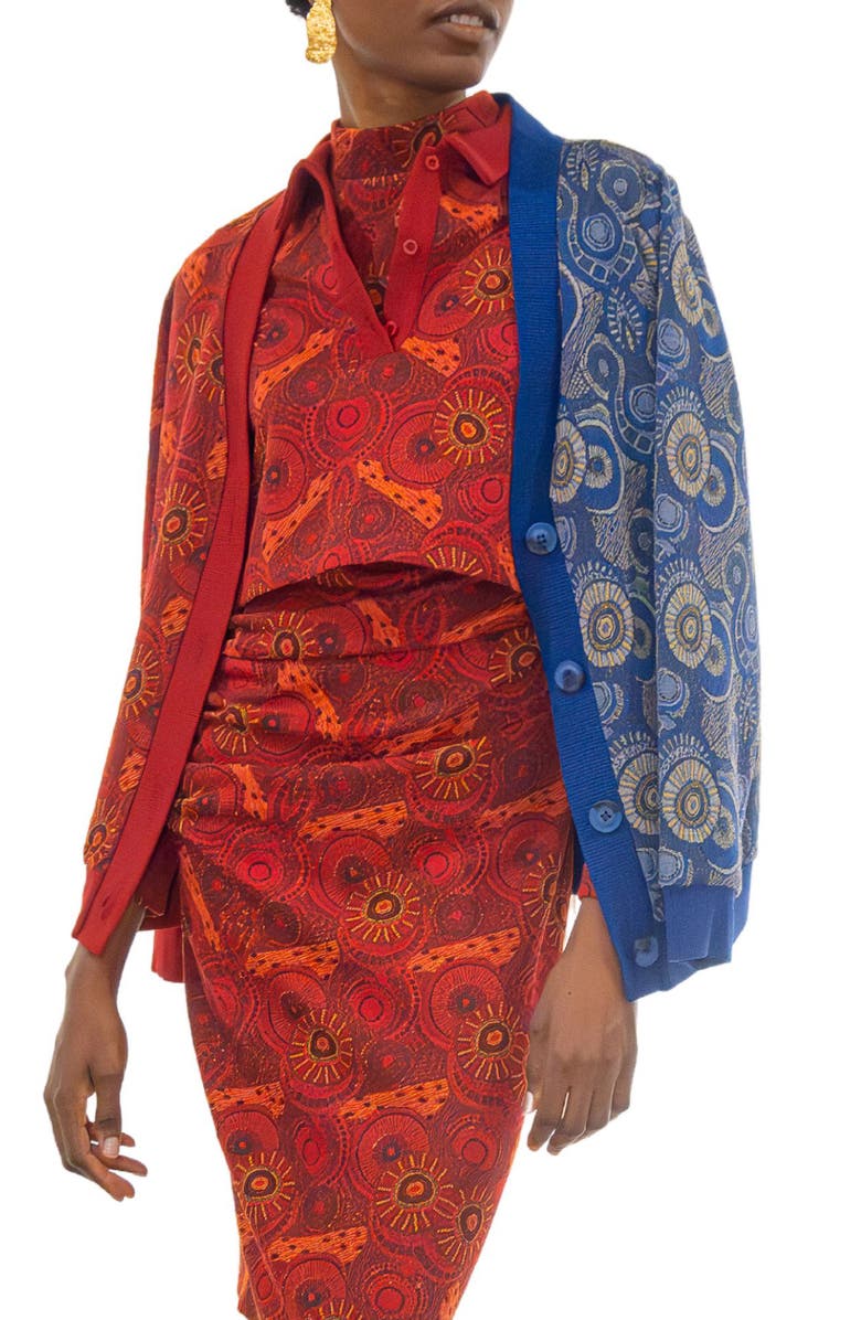 KAHINDO Windhoek Jacquard Two Tone Cardigan, Main, color, 