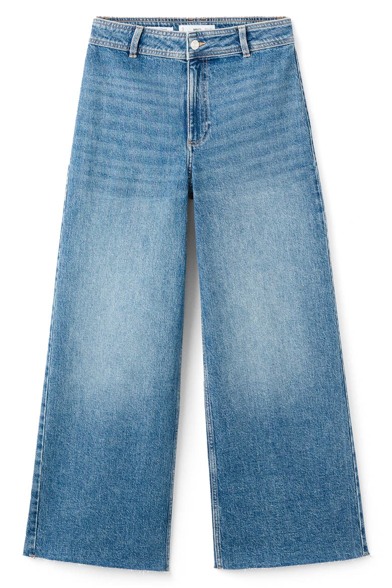 Catherin Frayed High Waist Wide Leg Culotte Jeans, Main, color, MEDIUM BLUE