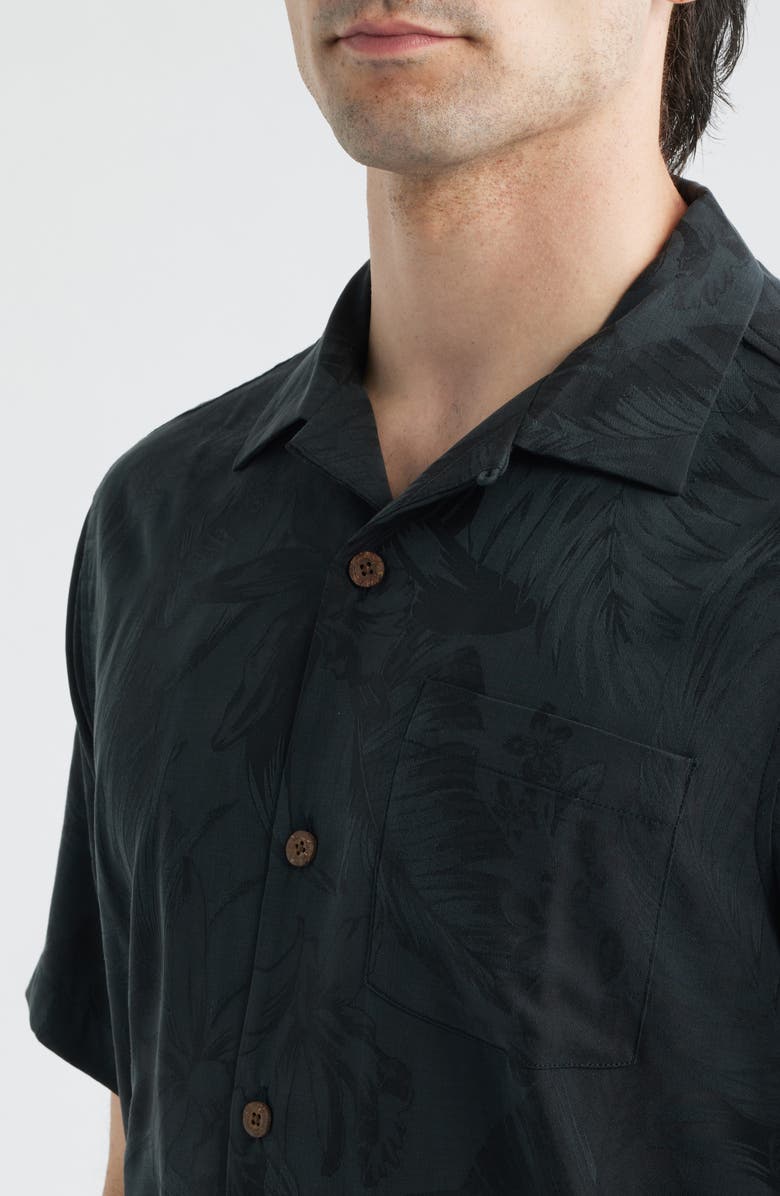 Tommy Bahama Botanic Loom Coastal Ease Botanic Loom IslandZone<sup>®</sup> Camp Shirt, Alternate, color, Black
