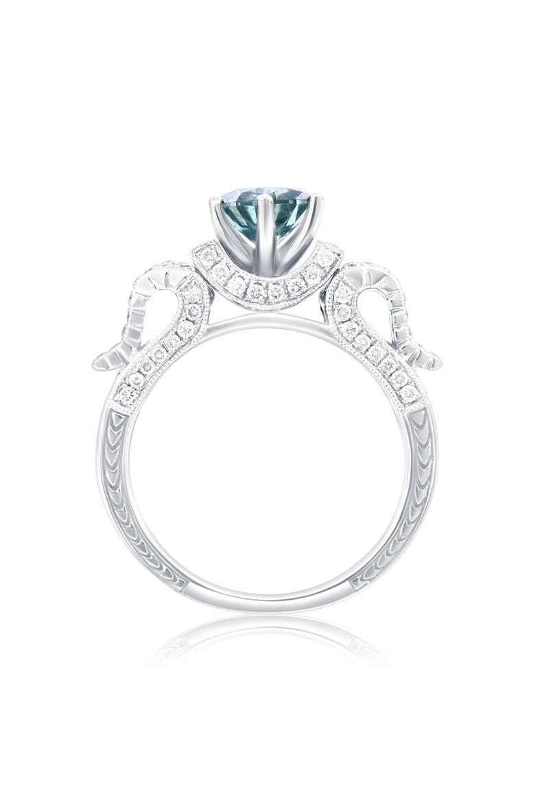 14K White Gold 1.27ct Blue Diamond & 0.53cttw Diamond Ring, Alternate, color, White Gold