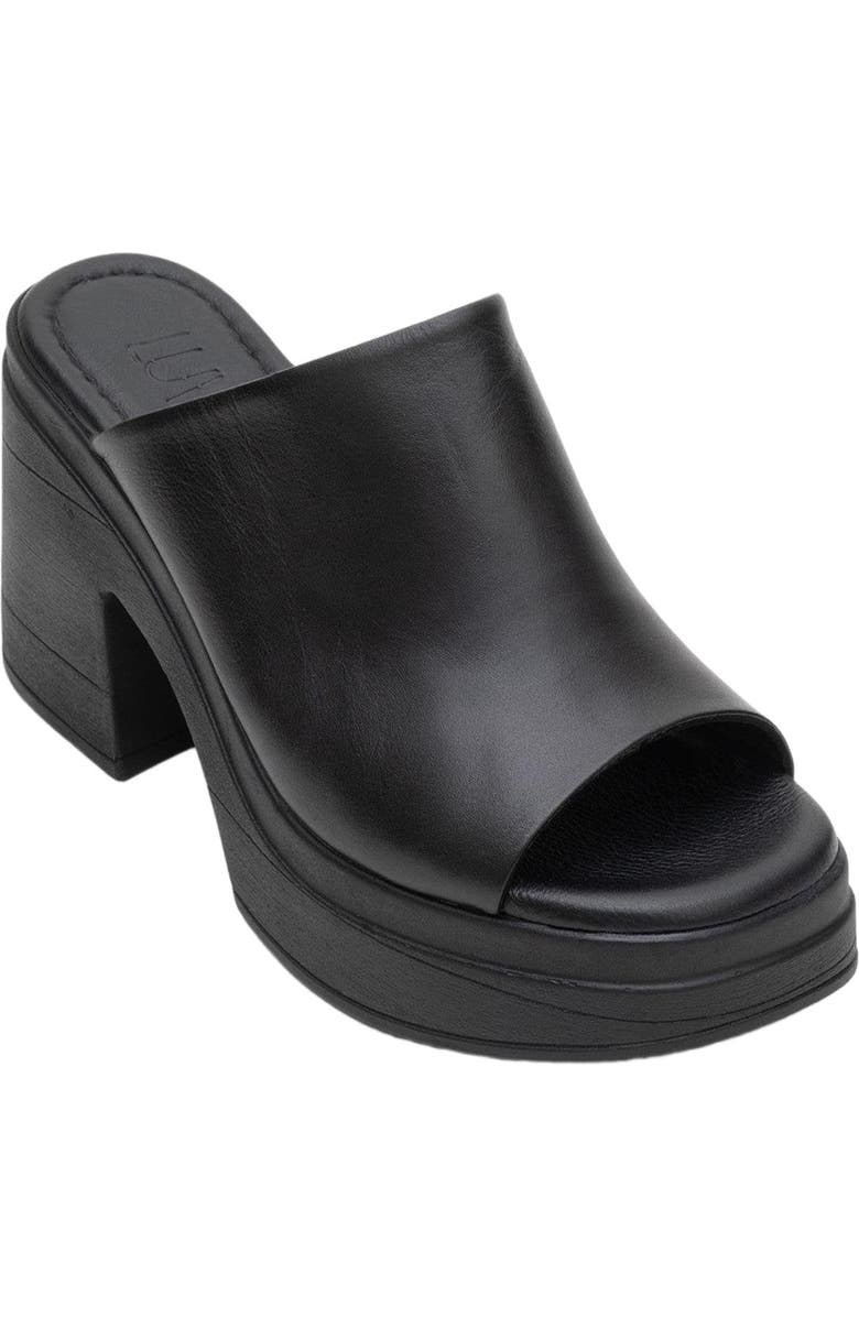 Forever & Always Shoes Nola Leather Platform Mules, Main, color, Black Leather