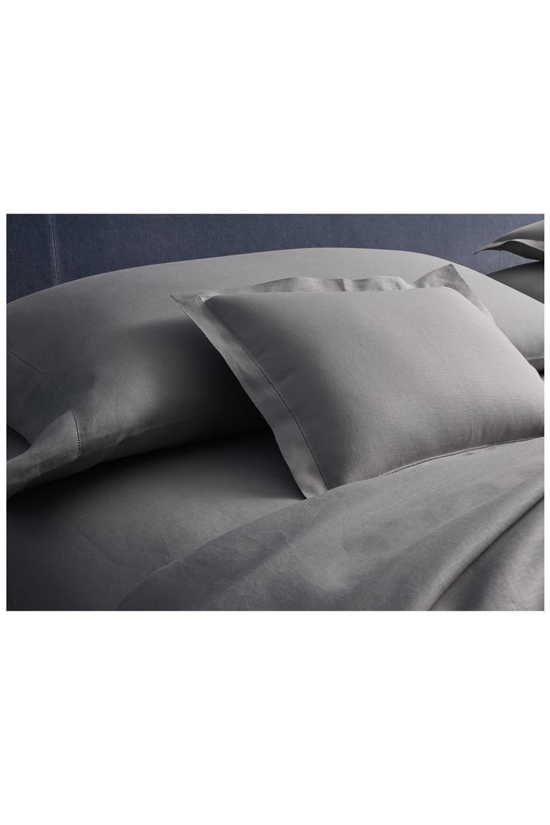 Roman Hemstitch Linen Flat Sheet, Alternate, color, WHITE