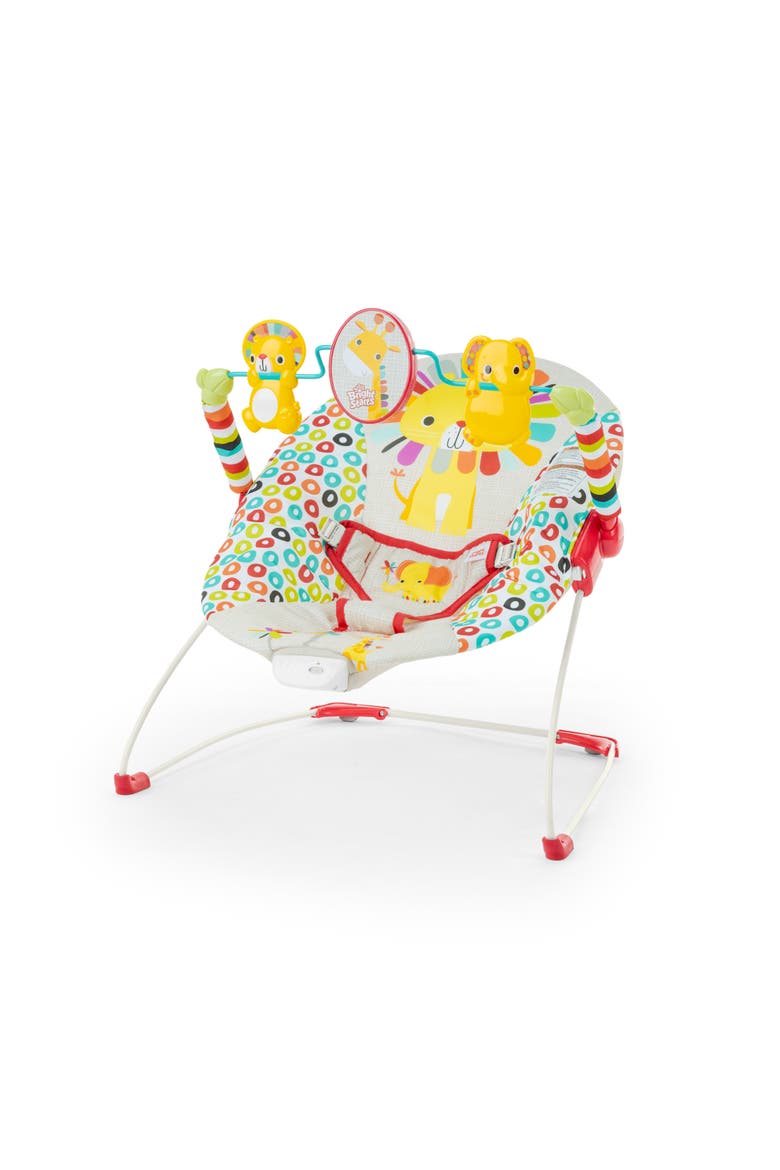 Playful Pinwheels Vibrating Baby Bouncer Seat with Toy Bar, Main, color, Khaki