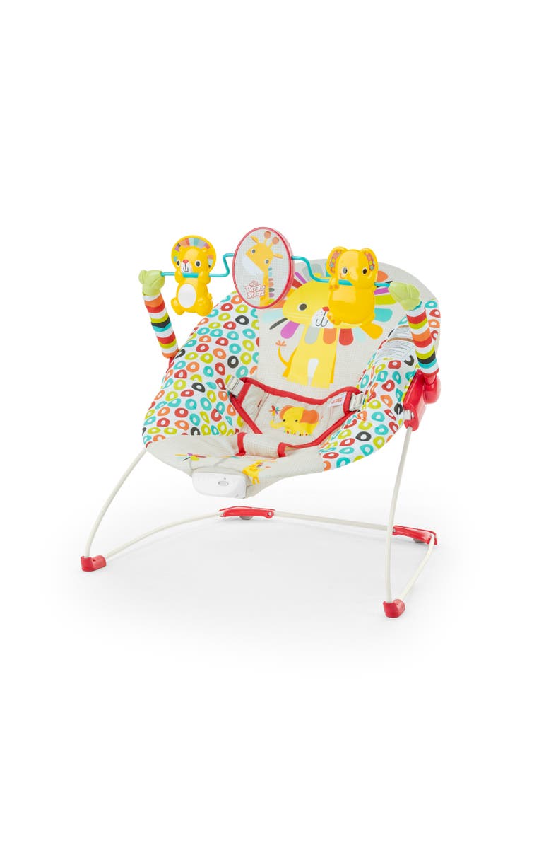 BRIGHT STARTS Playful Pinwheels Vibrating Baby Bouncer Seat with Toy Bar, Main, color, Khaki