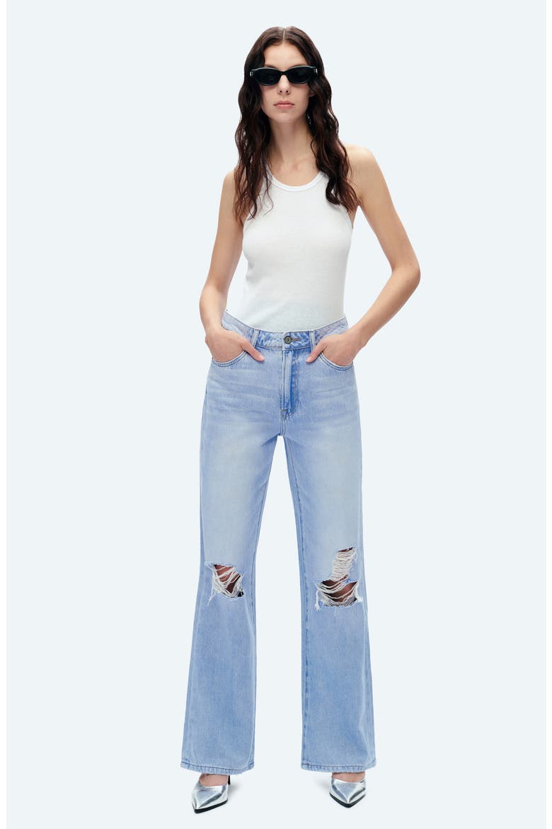 Ripped High Waist Wide Leg Jeans, Alternate, color, SKY BLUE