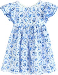 NEXT Kids' Pretty Angel Rickrack Trim Flutter Sleeve Clip Dot Cotton Dress