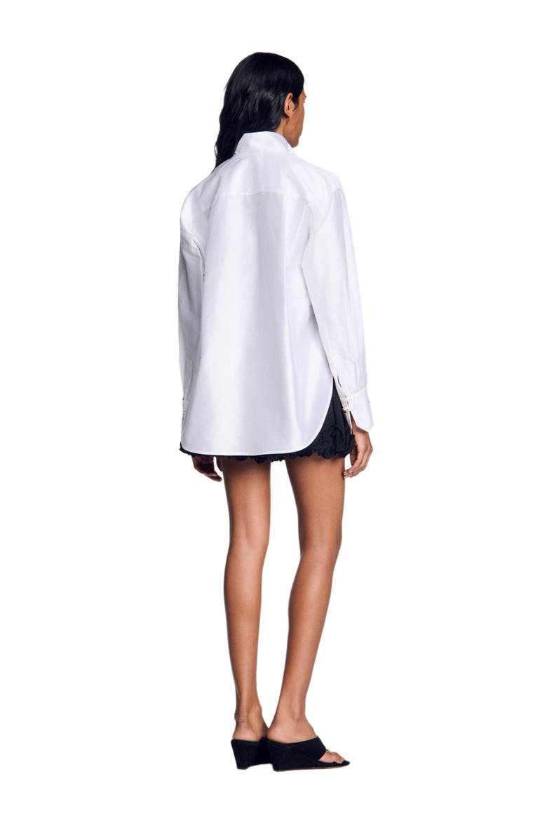 Oversized silk satin shirt, Alternate, color, White