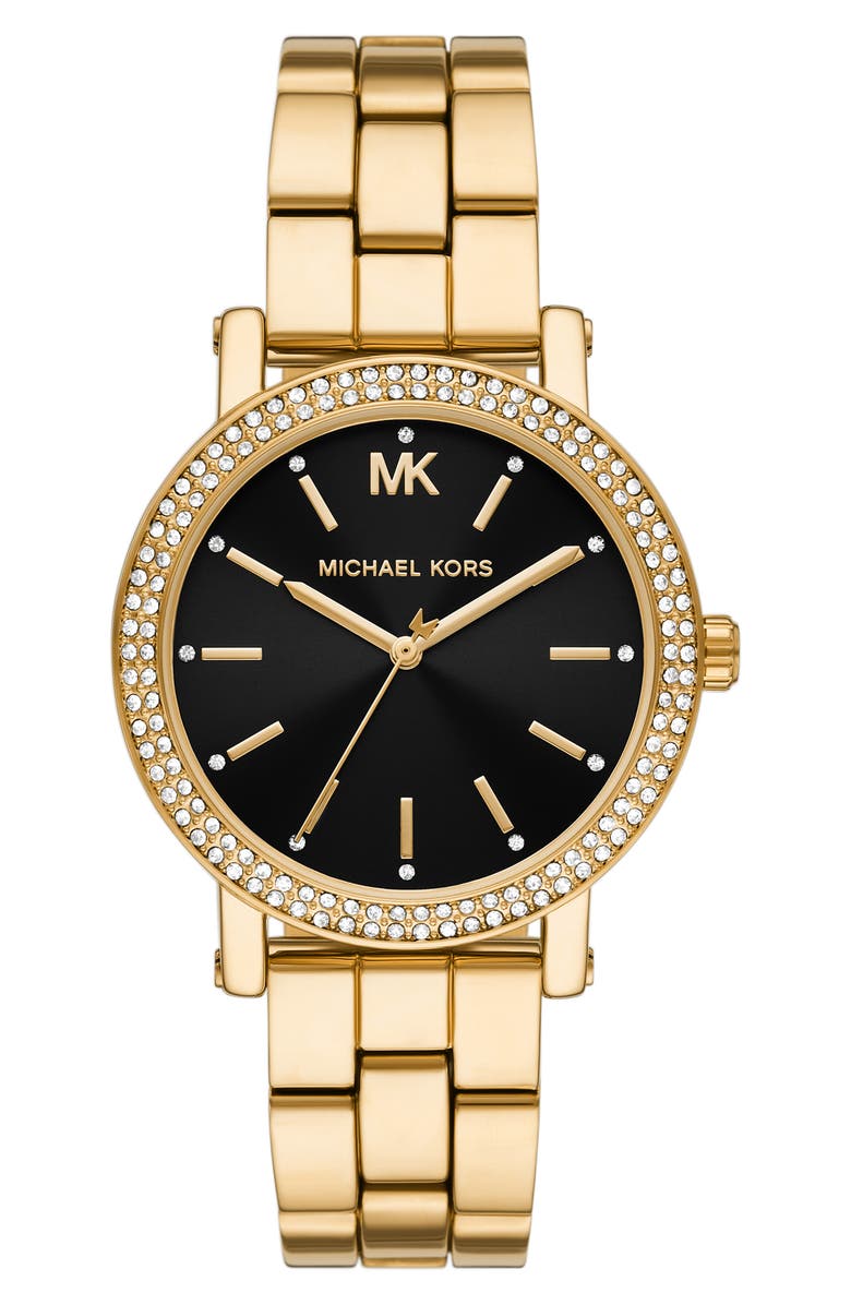 Michael Kors Corey Two-Tone Bracelet Watch, 38mm, Main, color, Black/Gold
