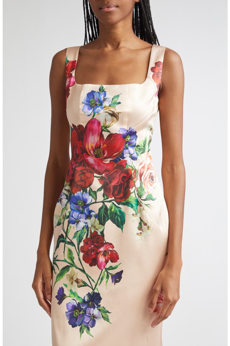 Floral Stretch Satin Sheath Dress with Bra Detail, Alternate, color, H25PR B.FIORI ANTICHI FNUD