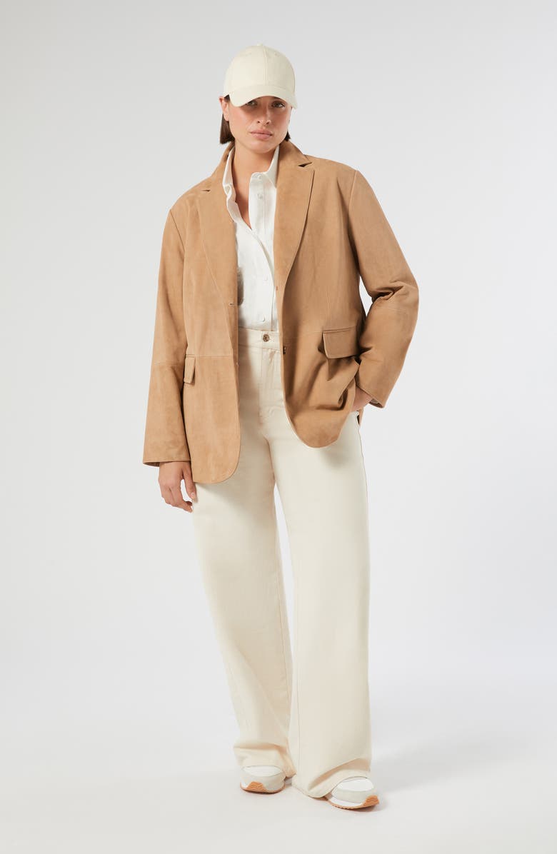 Marina Rinaldi Olivi Suede Blazer, Alternate, color, Beige