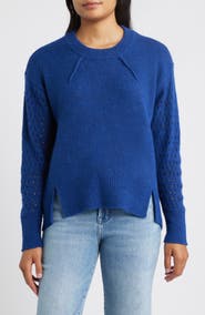 CITY BLUES Open Stitch Sleeve Sweater