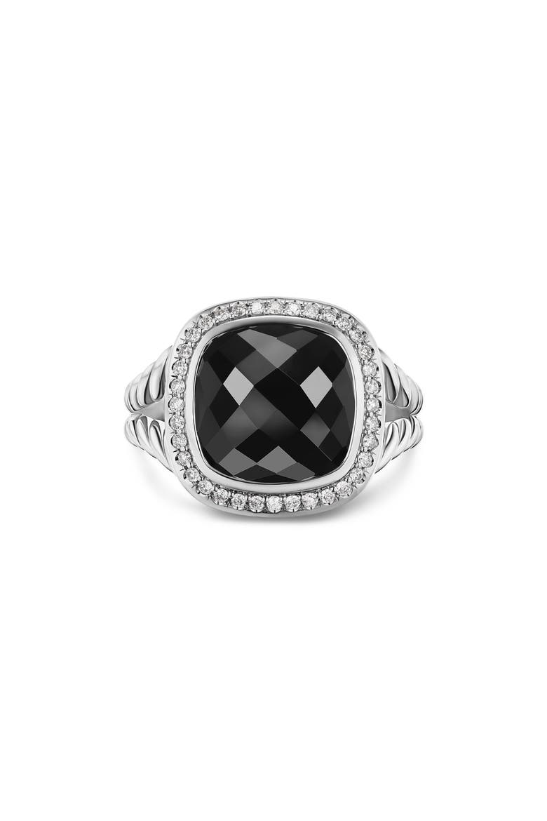 Albion® Ring in Sterling Silver with Black Onyx & Diamonds, 11mm, Alternate, color, BLACK ONYX